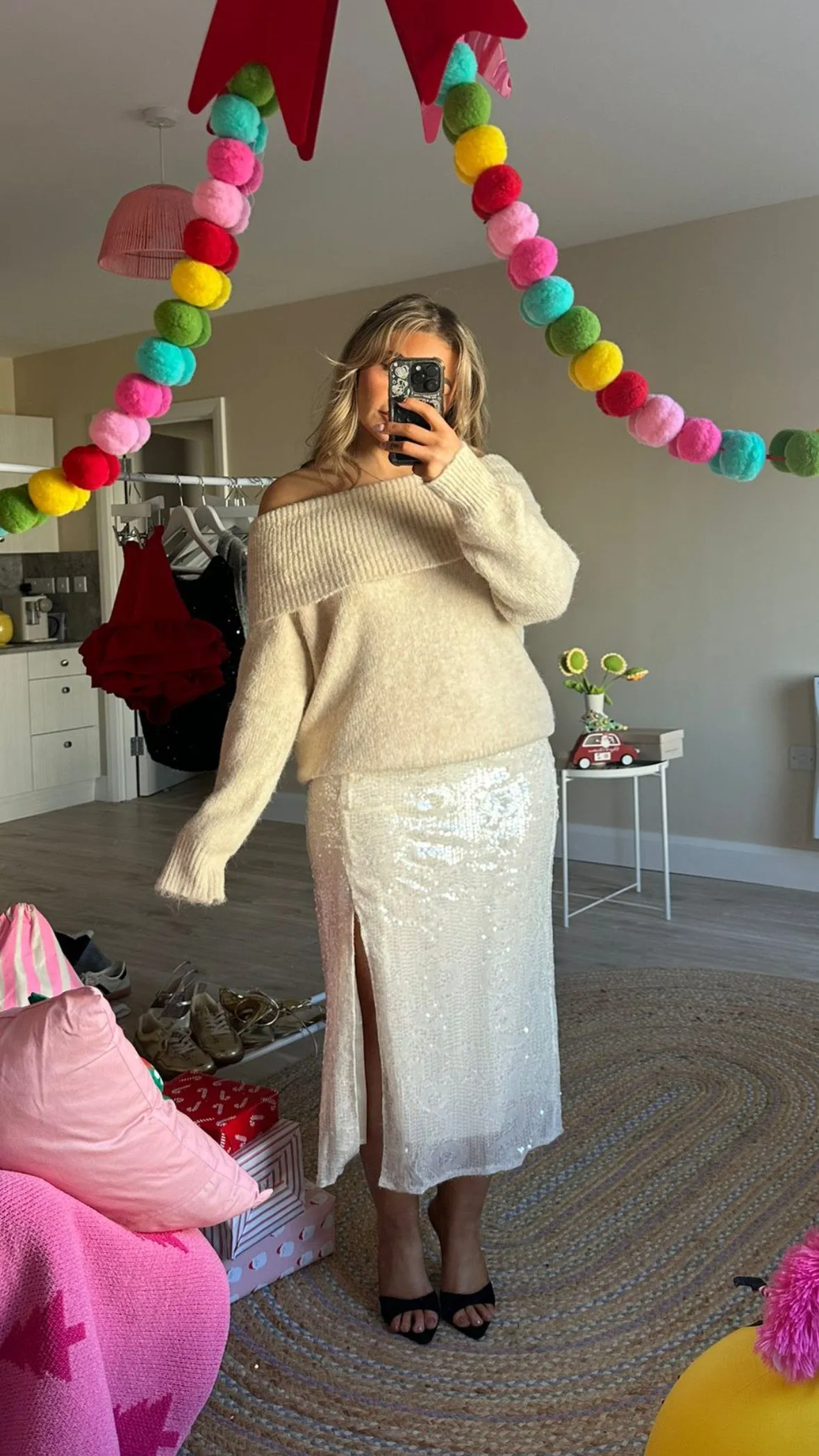 Chunky Beige Bardot Jumper