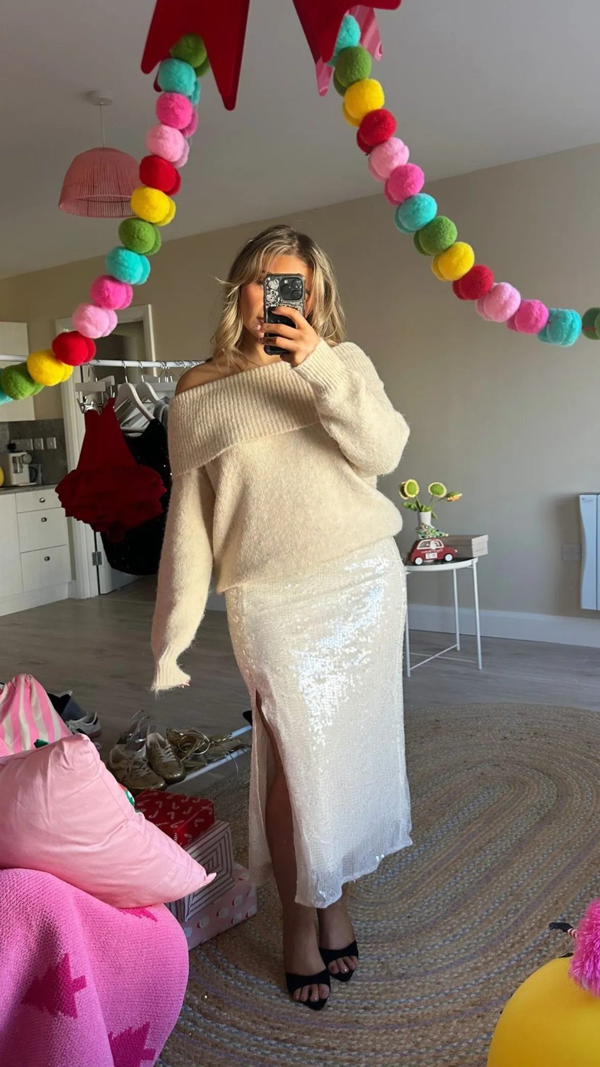 Chunky Beige Bardot Jumper