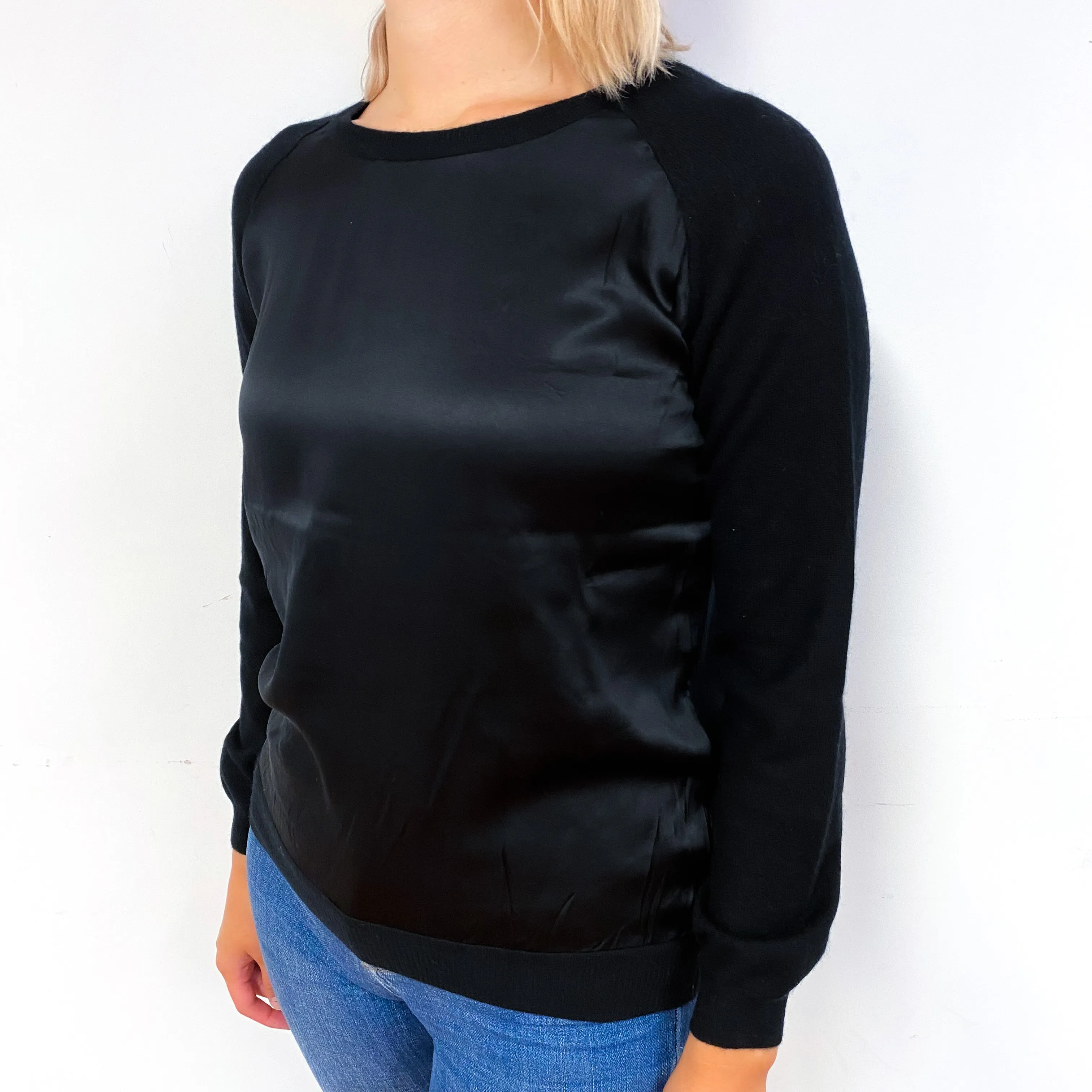 Cocoa Black Silk Cashmere Crew Neck Jumper Small