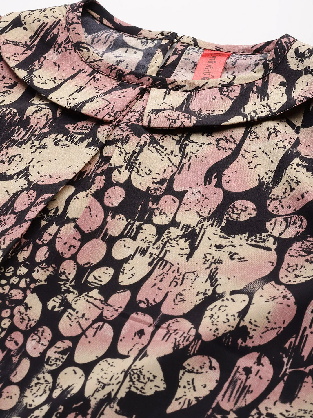 Cottinfab Abstract Print Peter Pan Collar Crepe Top