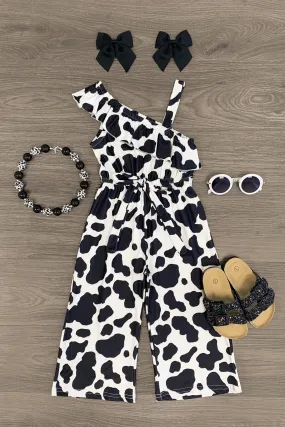 Cow Print One Shoulder Jumpsuit