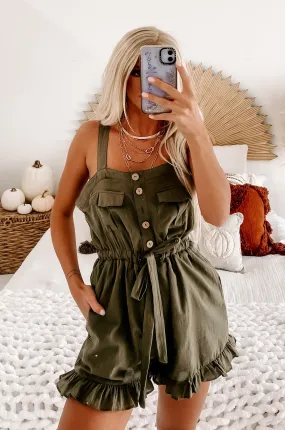 Damara Ruffled Hem Romper (Olive)