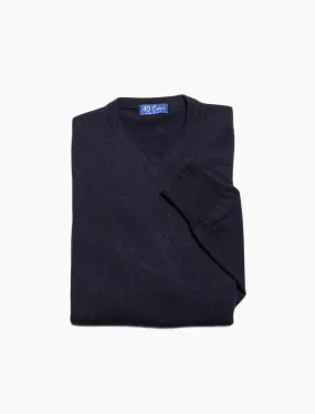 Dark Blue V Neck Cashmere Jumper