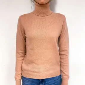 Deep Nude Pink Cashmere Polo Neck Jumper Extra Small