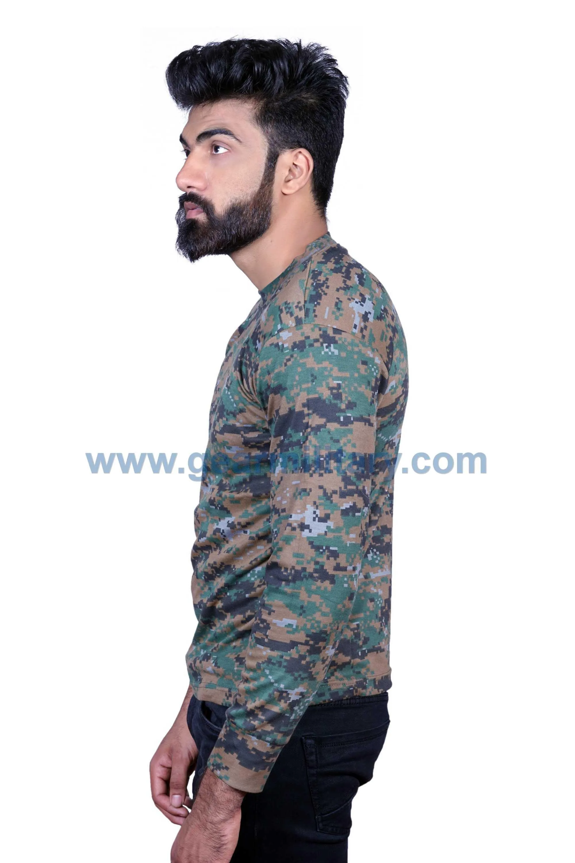 Digital Woodland Print Camo Full Sleeves T Shirt