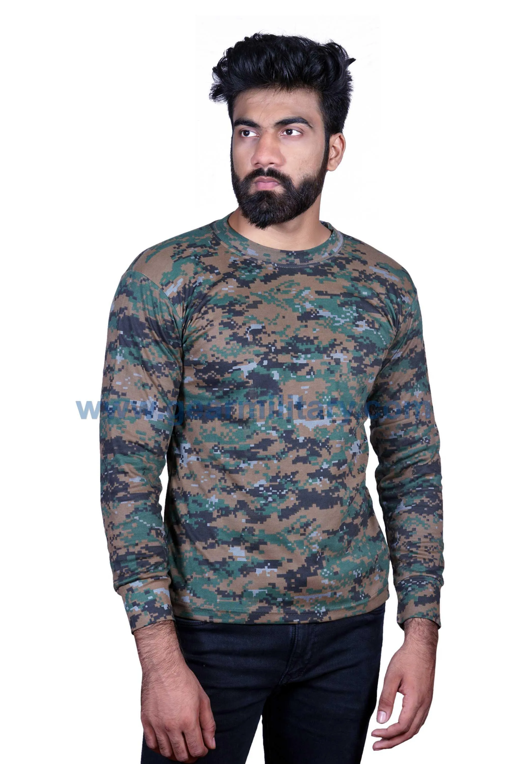 Digital Woodland Print Camo Full Sleeves T Shirt
