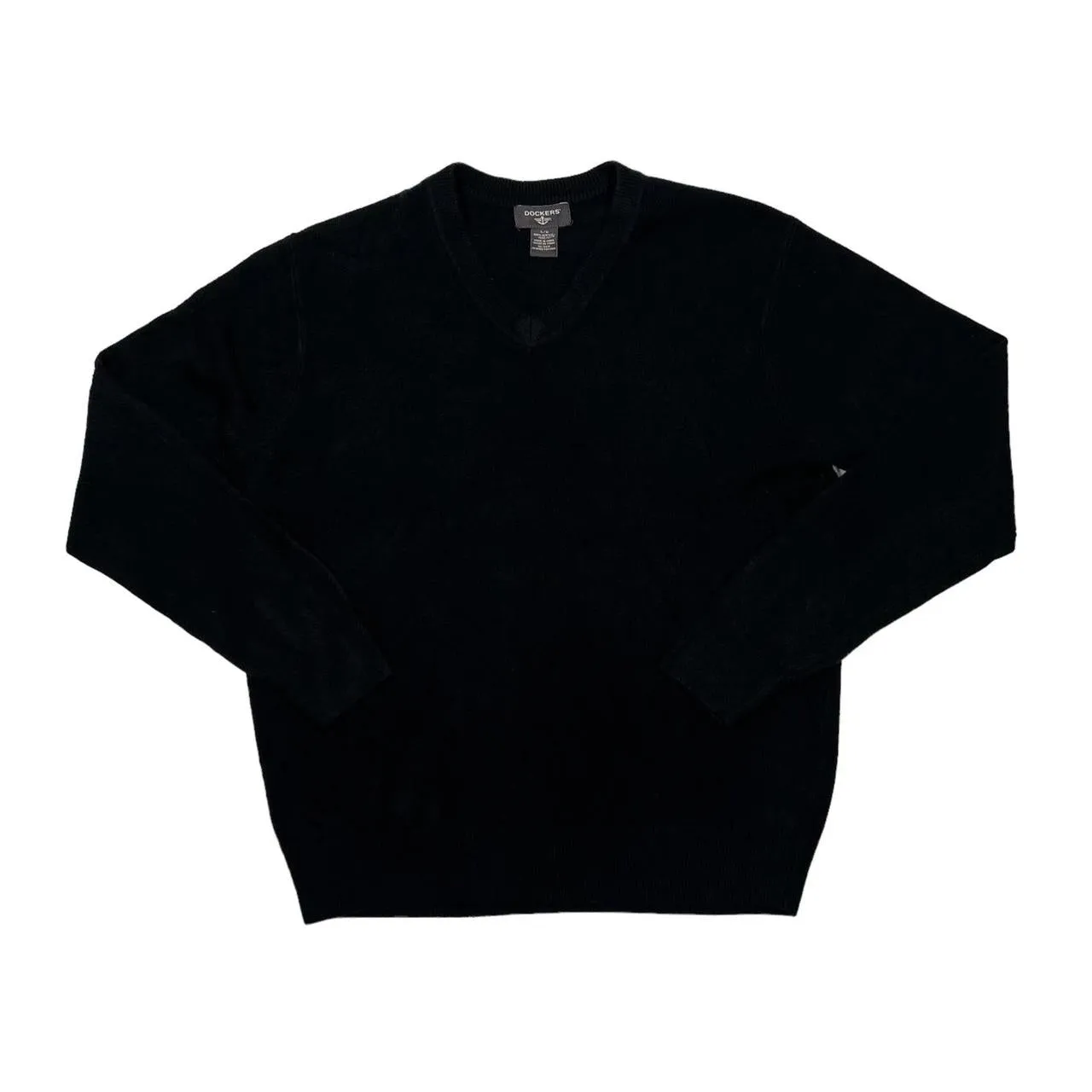 DOCKERS Classic Subtle Argyle Check Acrylic V-Neck Knit Sweater Jumper