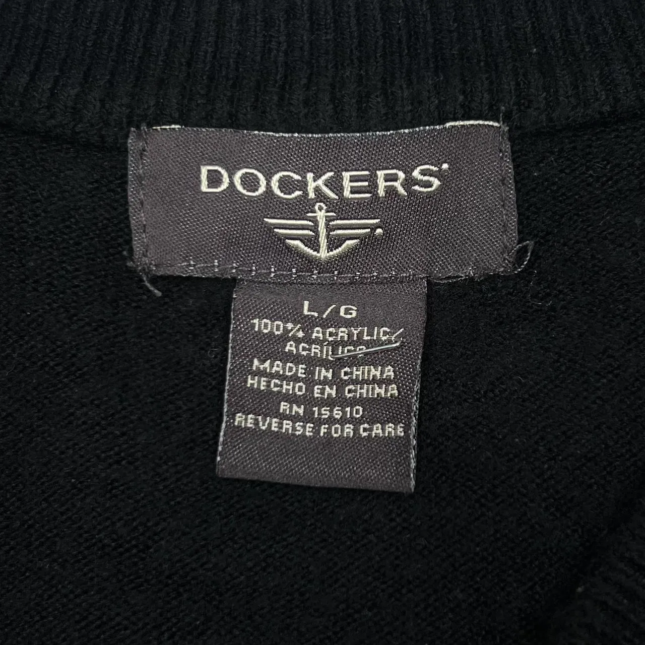 DOCKERS Classic Subtle Argyle Check Acrylic V-Neck Knit Sweater Jumper