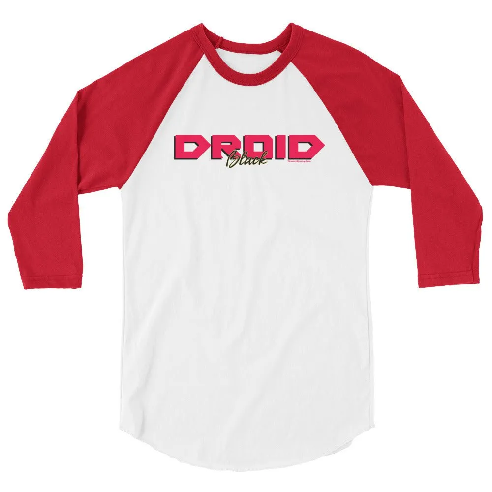 Droid Black 3/4 sleeve raglan baseball shirt