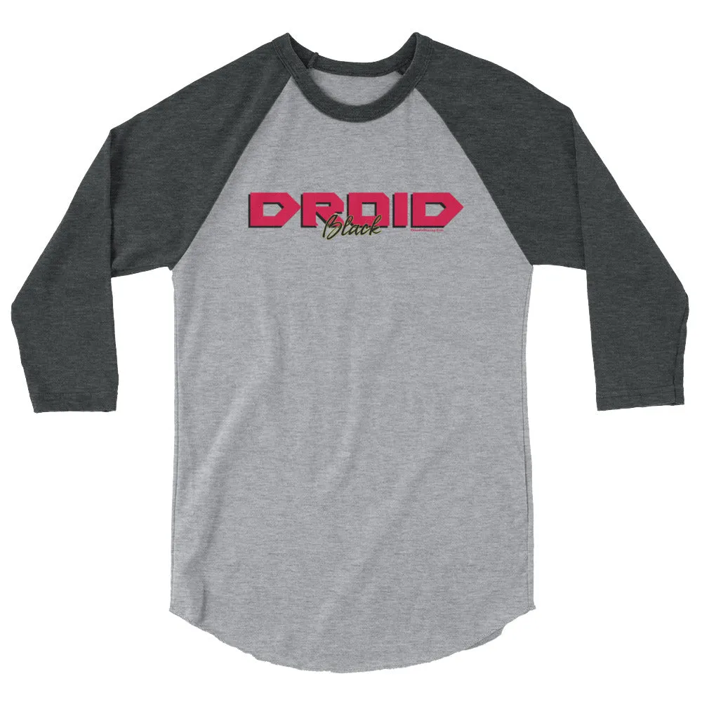 Droid Black 3/4 sleeve raglan baseball shirt