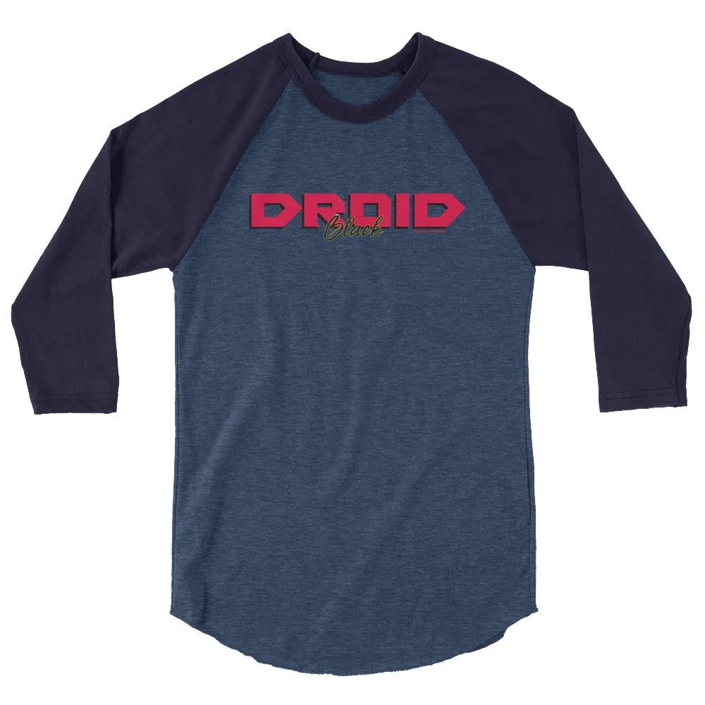 Droid Black 3/4 sleeve raglan baseball shirt