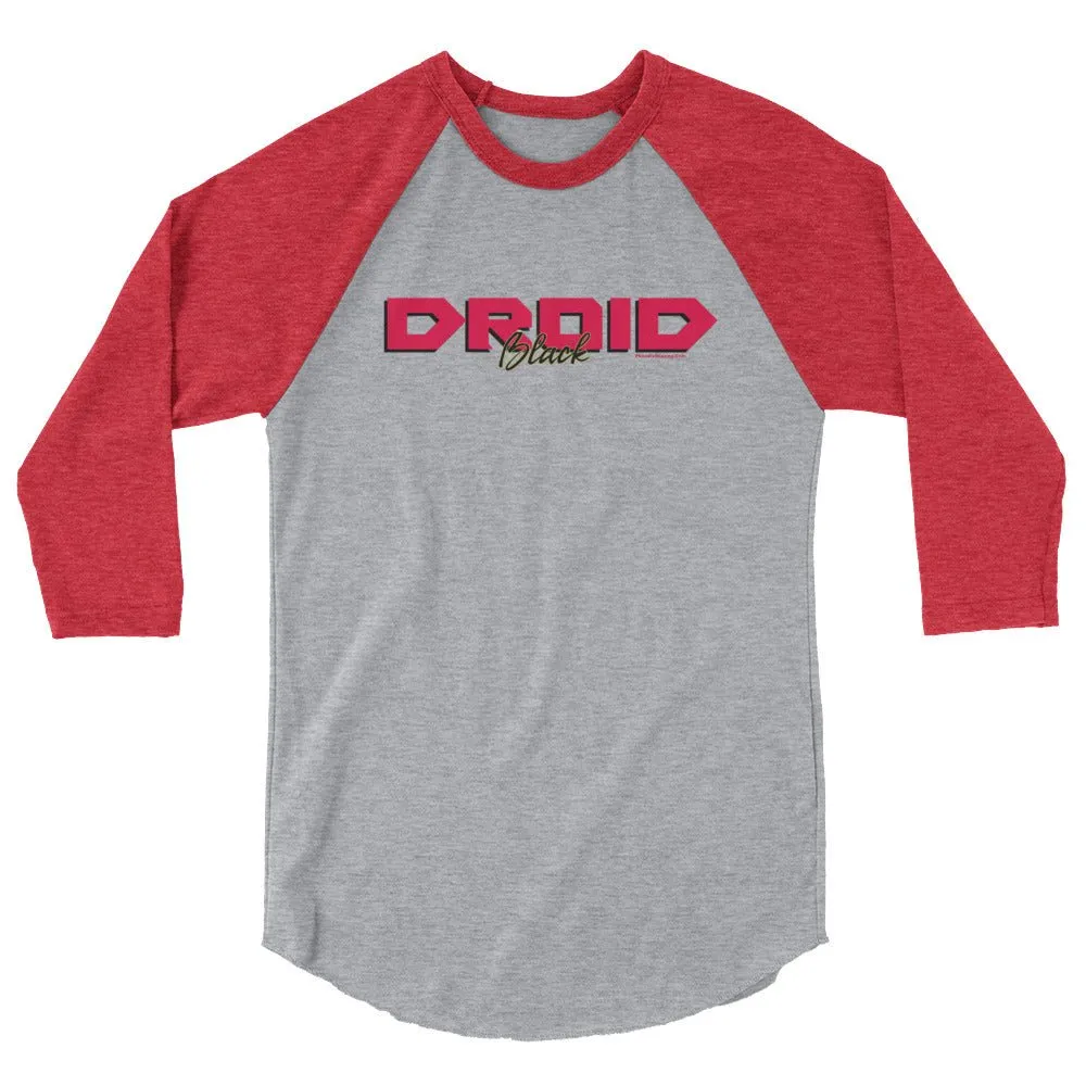 Droid Black 3/4 sleeve raglan baseball shirt