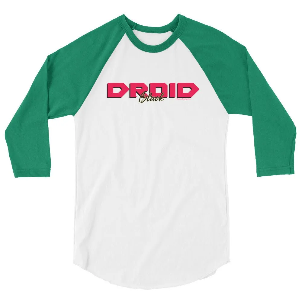 Droid Black 3/4 sleeve raglan baseball shirt
