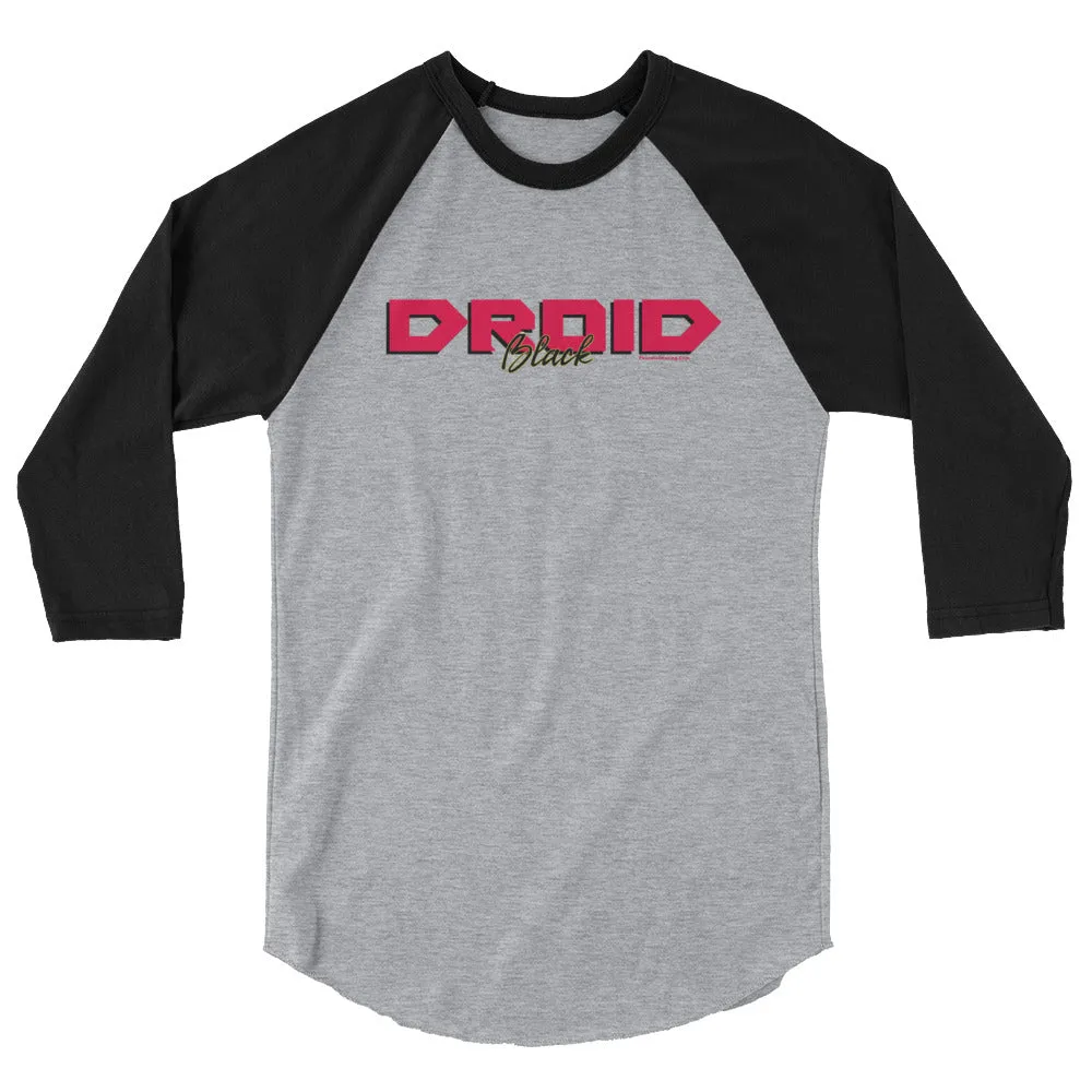 Droid Black 3/4 sleeve raglan baseball shirt