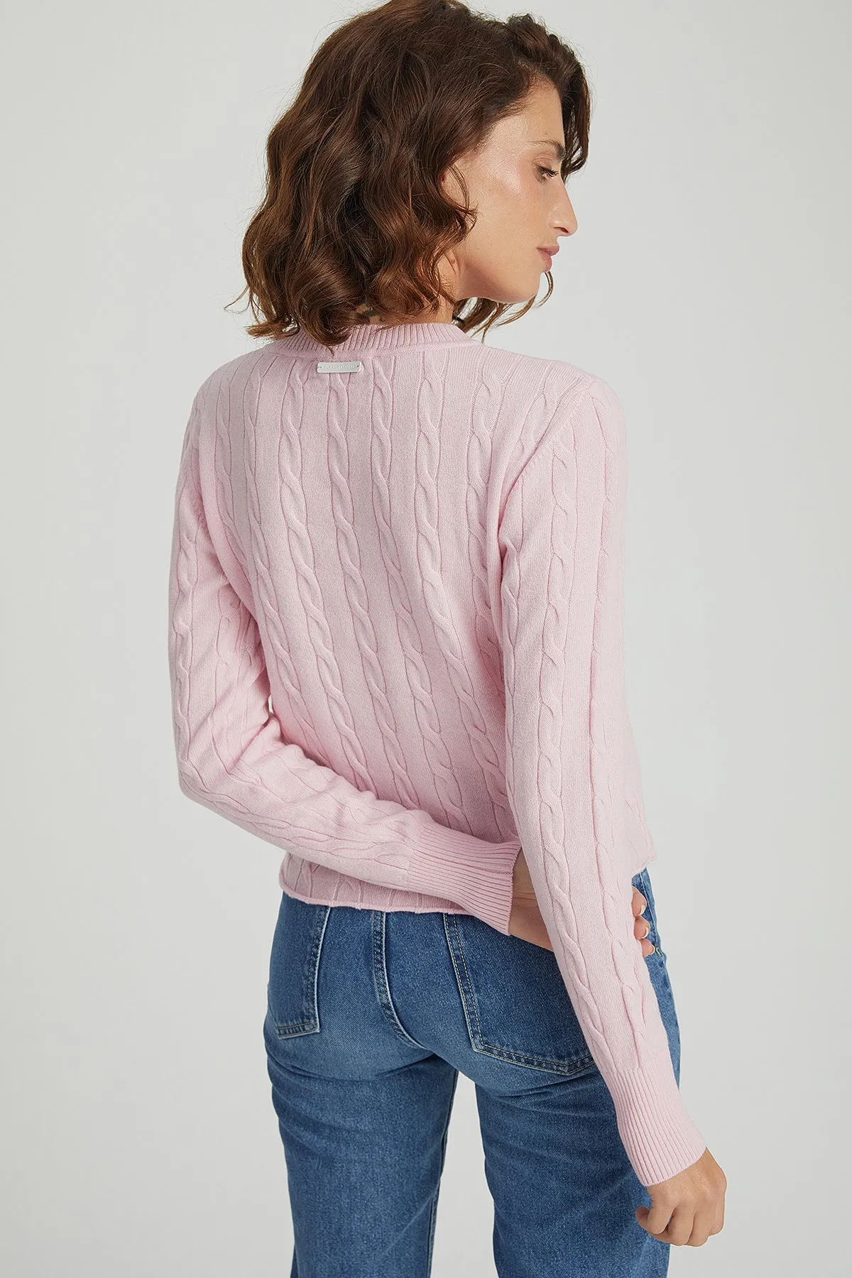 Dry Rose Amelia Australian Wool and Cashmere Round Neck Short Jumper