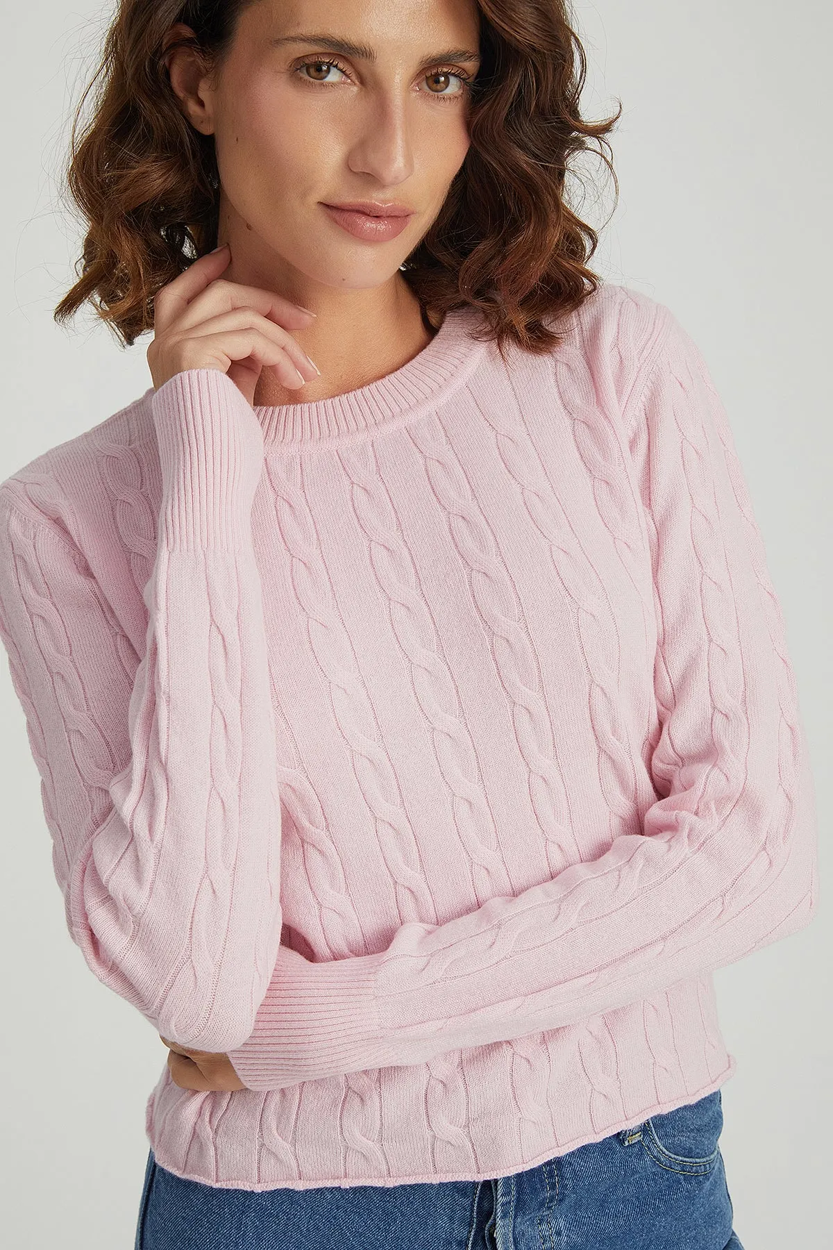 Dry Rose Amelia Australian Wool and Cashmere Round Neck Short Jumper