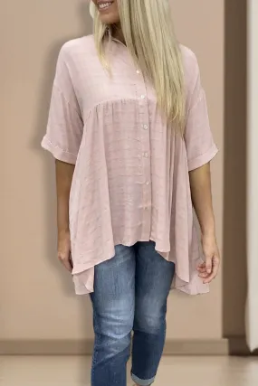 Dunnmall Short Sleeve Pleated Loose Blouse