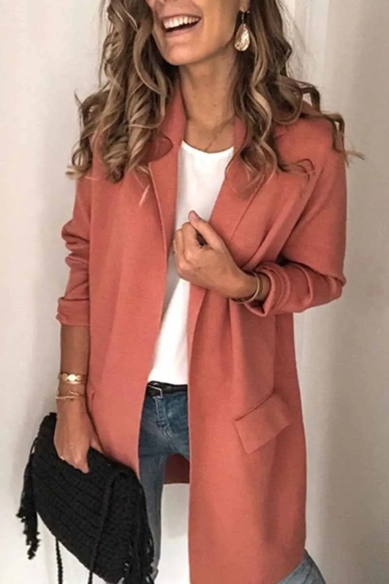 Dunnmall Solid Color Long Sleeve blazer(6 Colors)