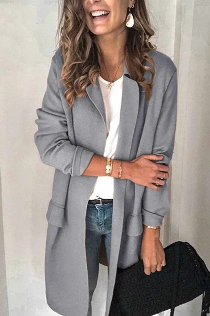 Dunnmall Solid Color Long Sleeve blazer(6 Colors)