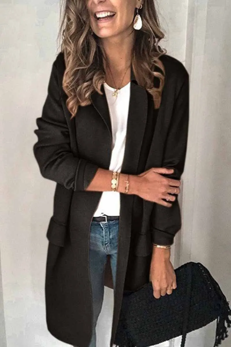 Dunnmall Solid Color Long Sleeve blazer(6 Colors)