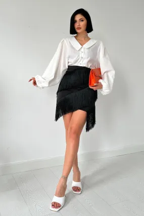 ELS Tasseled Satin Skirt - Black - Waalwijk