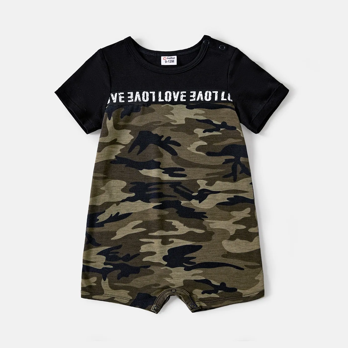 Family Matching Letter Design Camouflage Halter Neck Sleeveless Bodycon Dresses and Cotton Short-sleeve Spliced T-shirts Sets