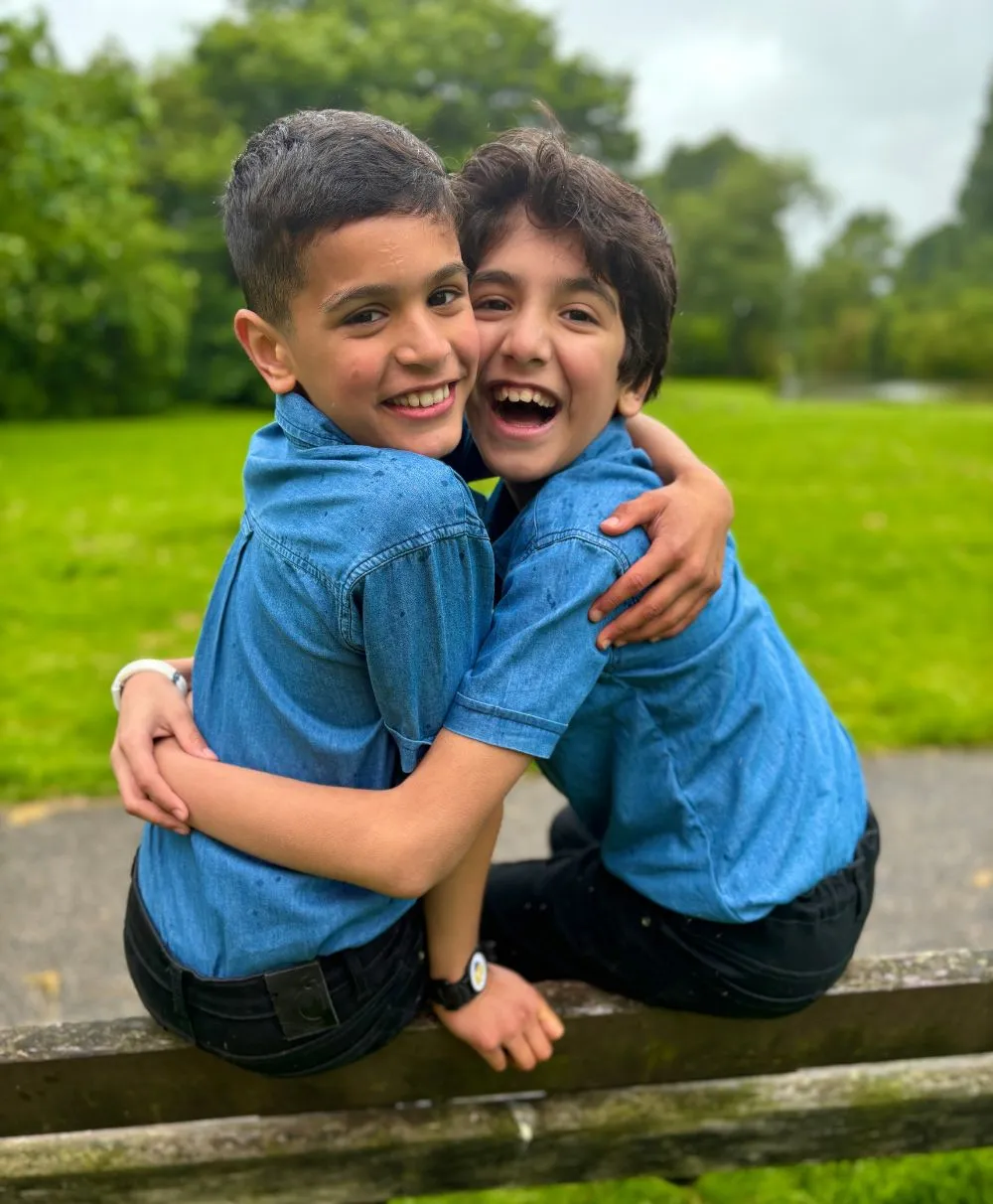 Father-Son Twinning Short Sleeves Cotton Denim Shirt.