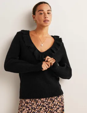 Fluffy Frill Jumper-Black
