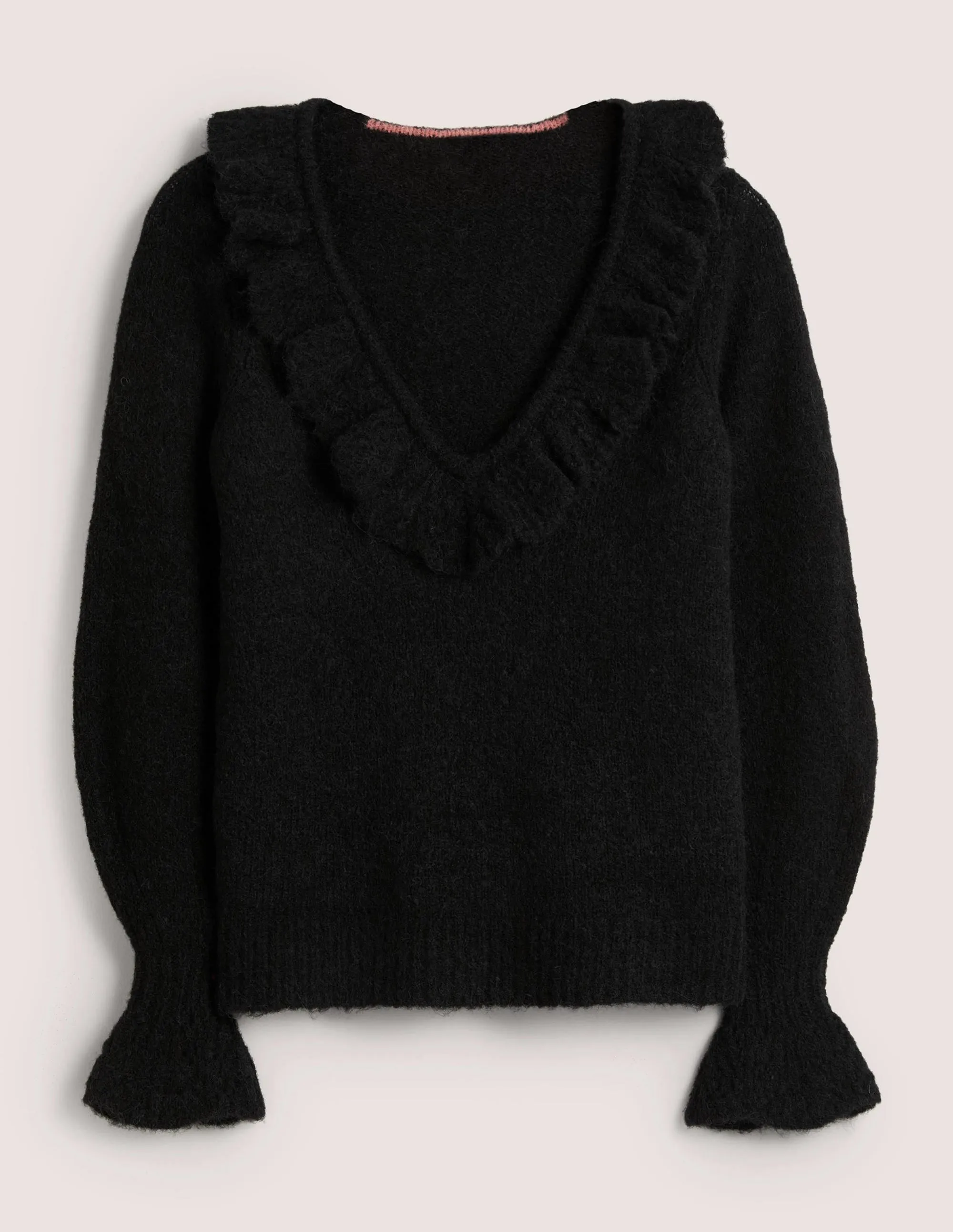 Fluffy Frill Jumper-Black