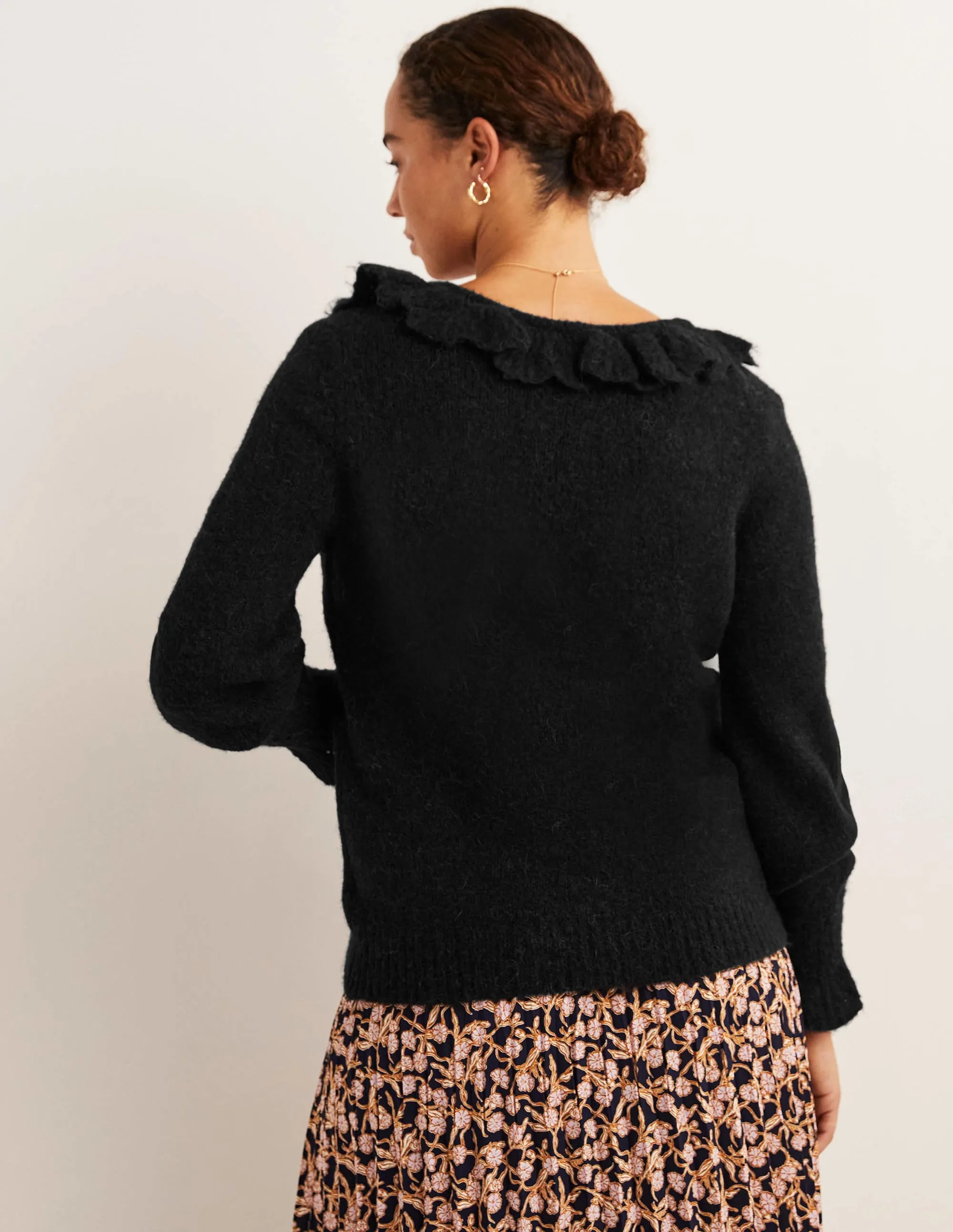 Fluffy Frill Jumper-Black