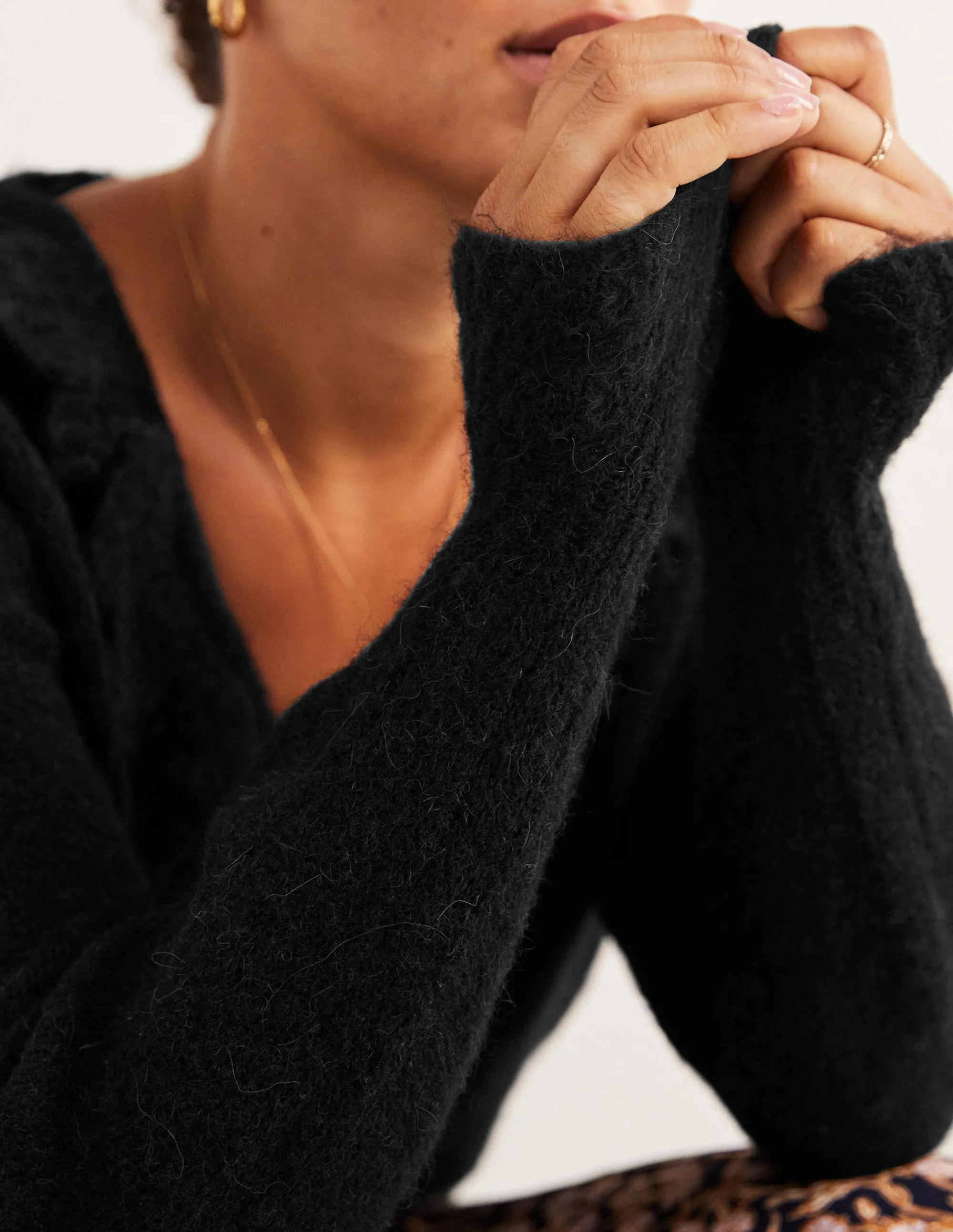 Fluffy Frill Jumper-Black