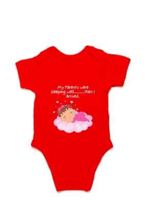 Funny Baby Girl Rompers - Because Sleep Was Overrated… Until She Arrived! (White Font)