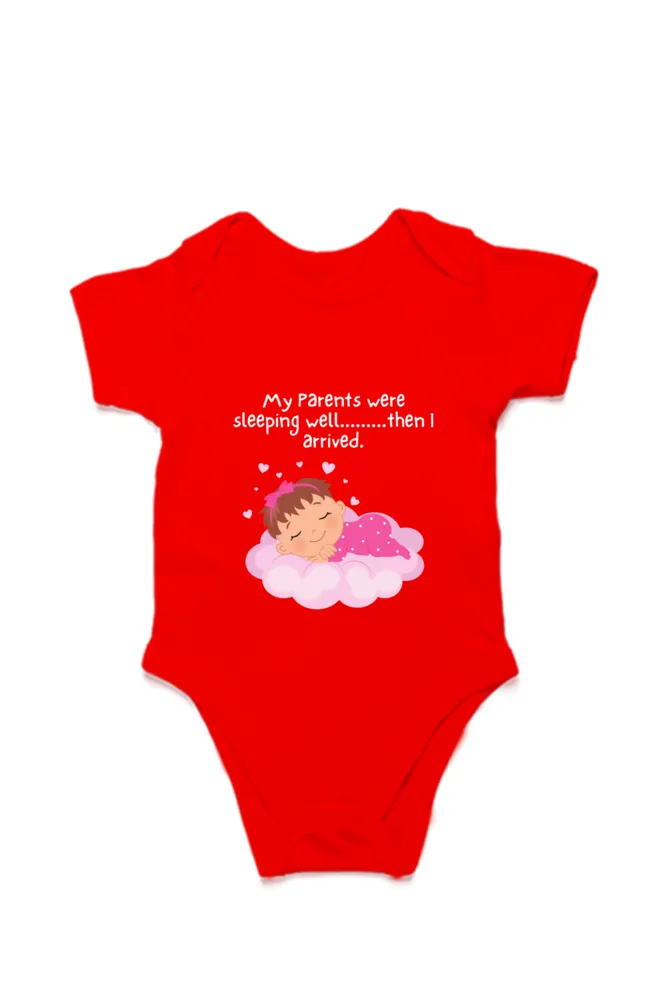 Funny Baby Girl Rompers - Because Sleep Was Overrated… Until She Arrived! (White Font)