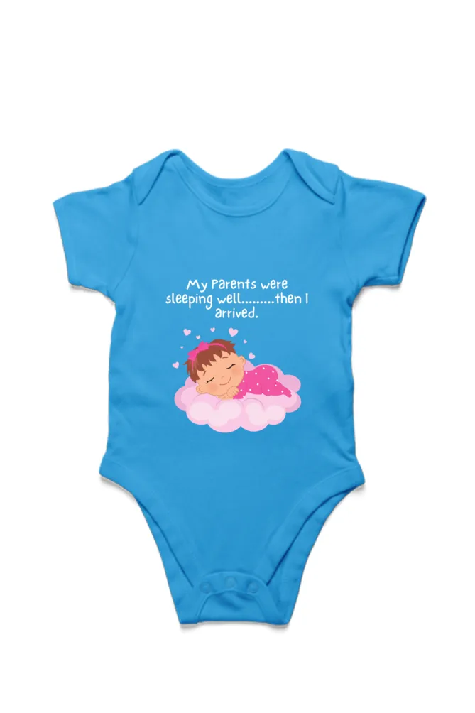 Funny Baby Girl Rompers - Because Sleep Was Overrated… Until She Arrived! (White Font)