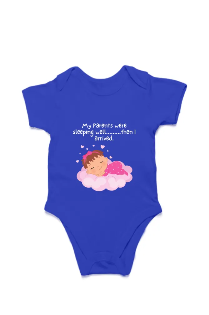 Funny Baby Girl Rompers - Because Sleep Was Overrated… Until She Arrived! (White Font)