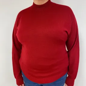Garnet Red Cashmere Turtle Neck Jumper Extra Large