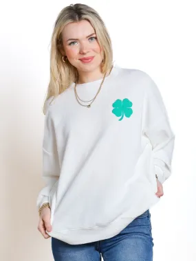 Good Luck Clover Graphic Long Sleeve Knit Top
