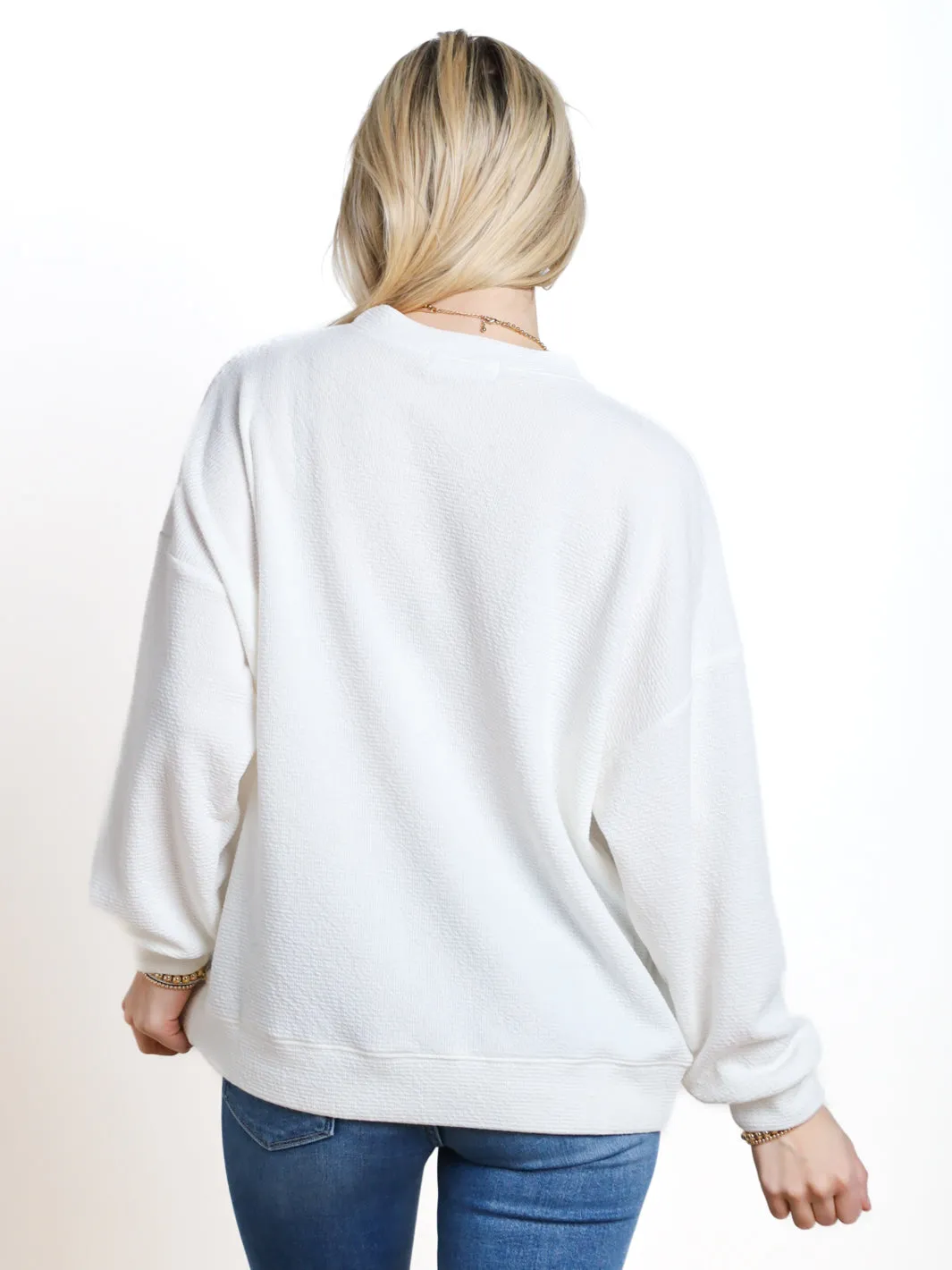 Good Luck Clover Graphic Long Sleeve Knit Top