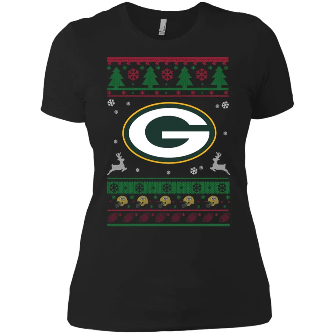 Green Bay Packers Logo Football Teams Ugly Christmas Sweater Women T-Shirt