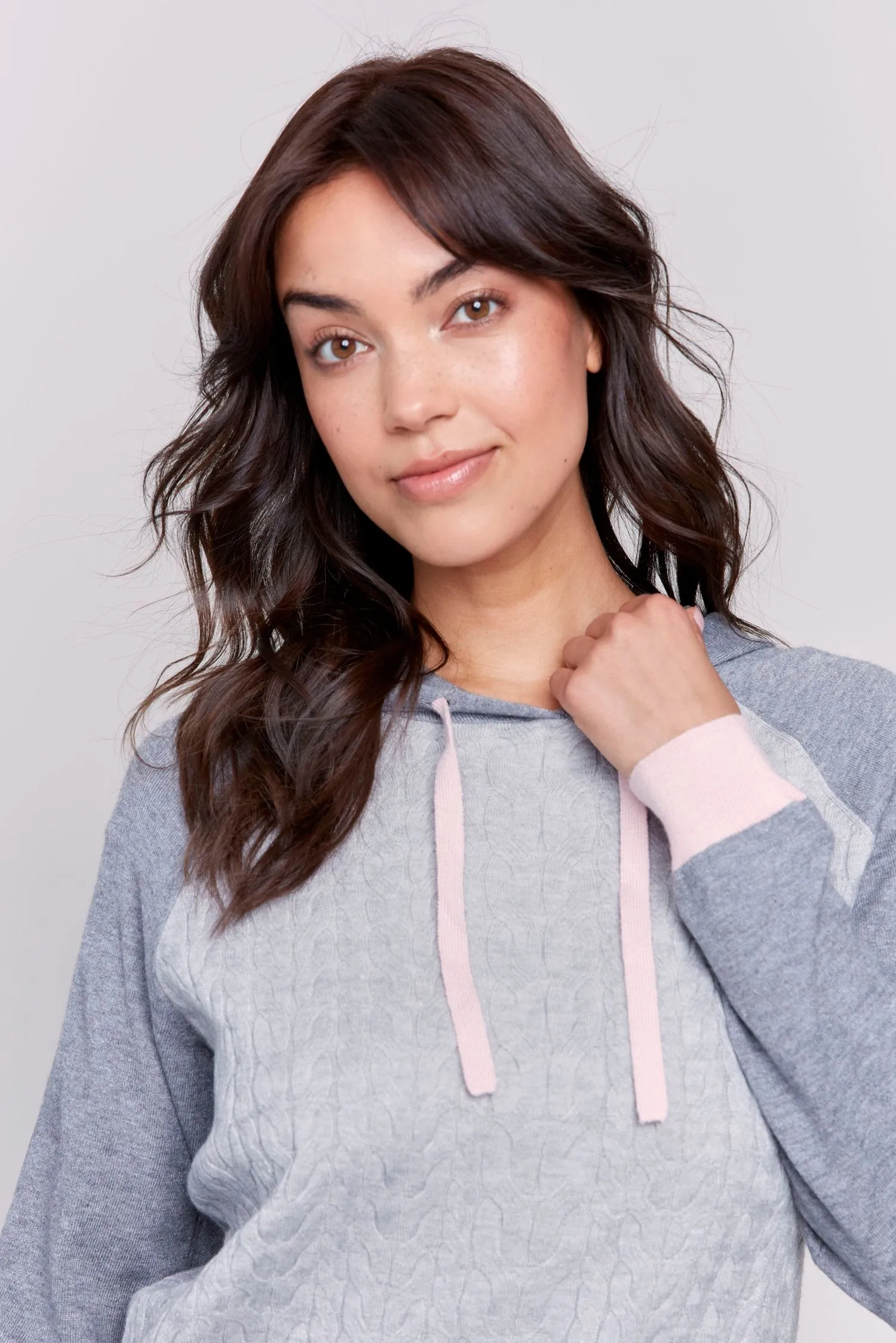 Grey Cable Knit Top