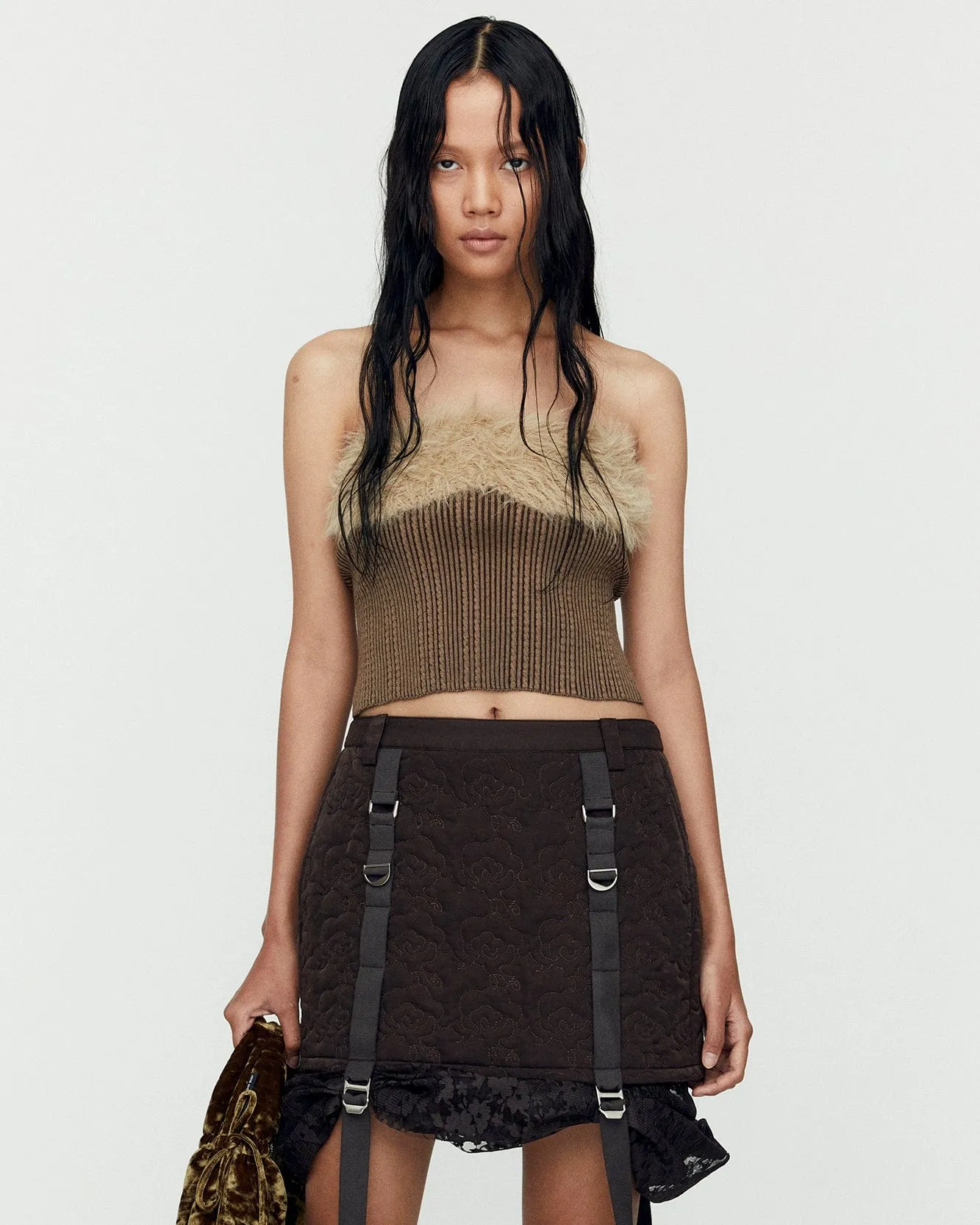 HAIRY KNIT TOP atb1211w(BROWN)