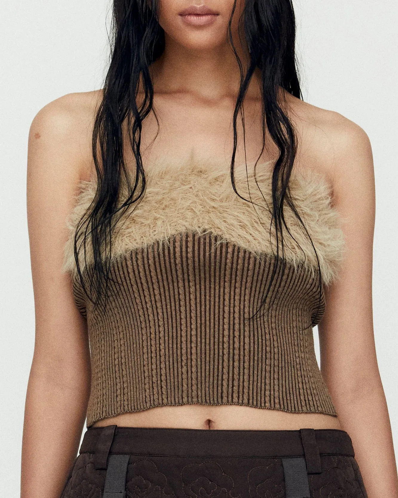 HAIRY KNIT TOP atb1211w(BROWN)