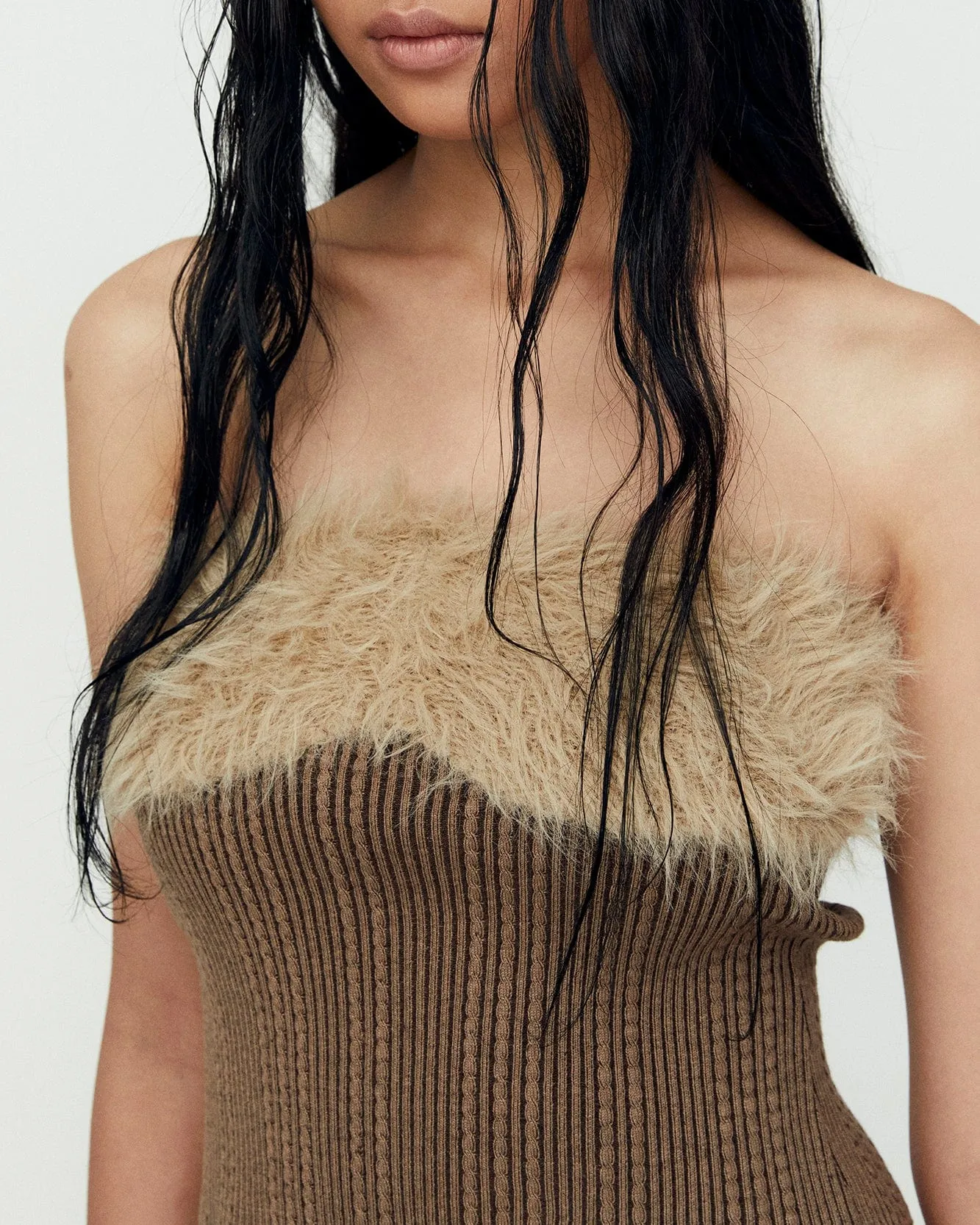 HAIRY KNIT TOP atb1211w(BROWN)