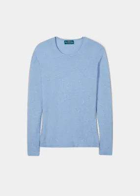 Hannah Ladies Cotton Cashmere Crew Neck Jumper In Steel Blue