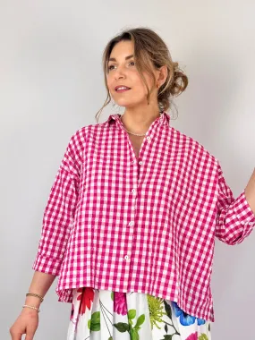 Hannah Wessel Savannah Shirt Azalea Check