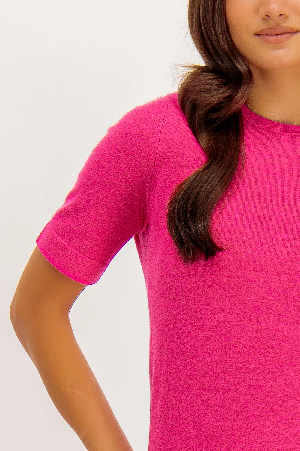 Happiness O-Neck Pink Short Sleeve Knit