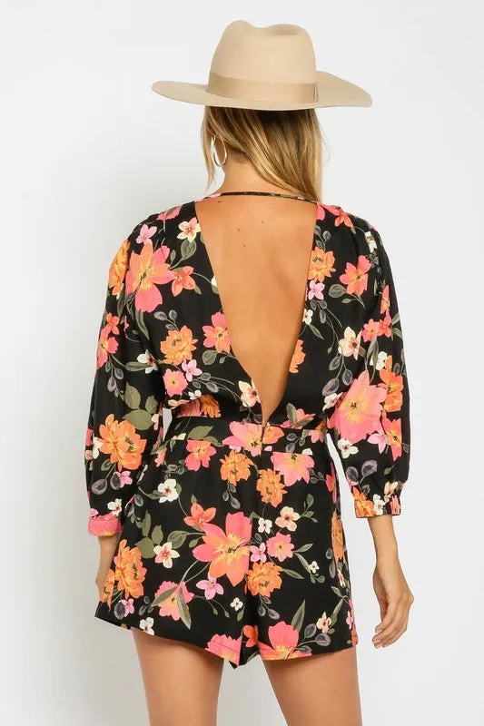 Hibiscus Open Back Romper