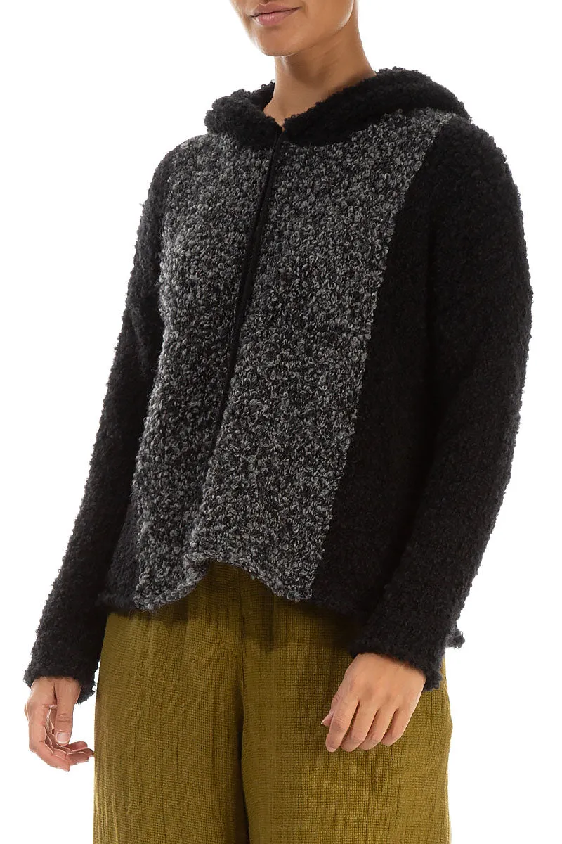 Hooded Dual Mélange Grey Alpaca Wool Sweater