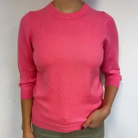 Hot Pink Cashmere Crew Neck Jumper Small