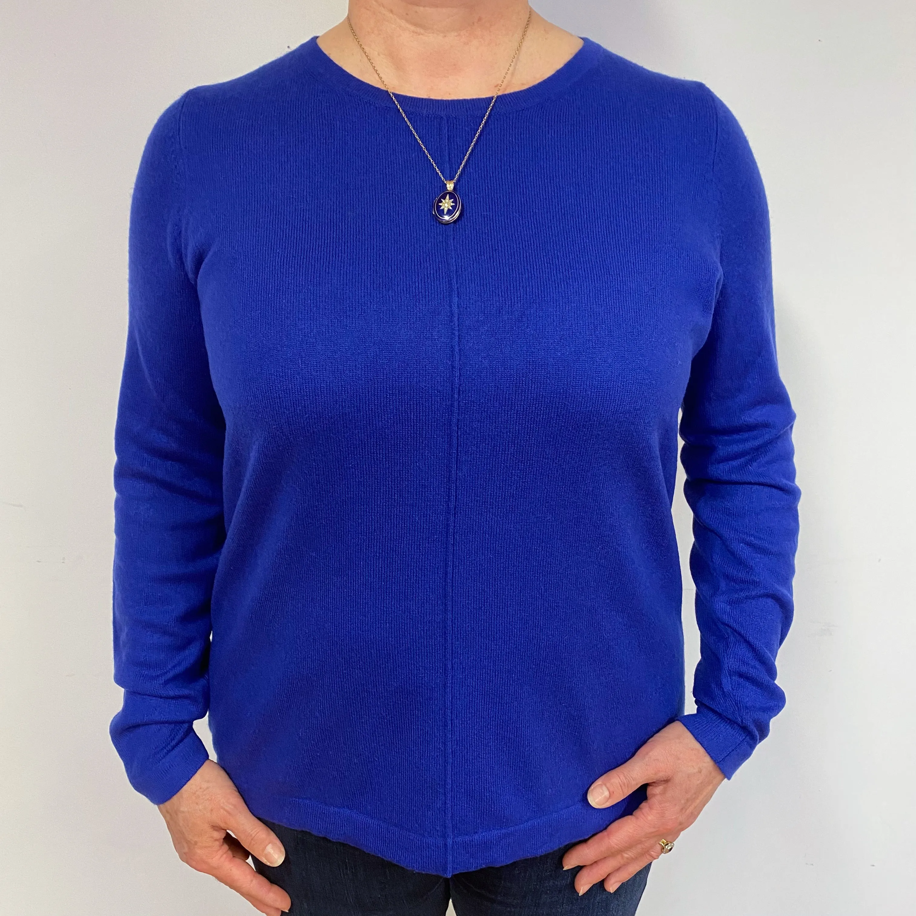 Indigo Blue Cashmere Crew Neck Jumper Large
